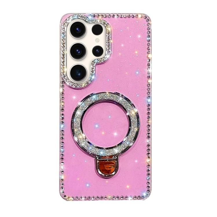 

For Samsung Galaxy S23 Ultra 5G Rhinestone Glitter Kickstand Dual-side IMD Phone Case(Glitter Light Purple)