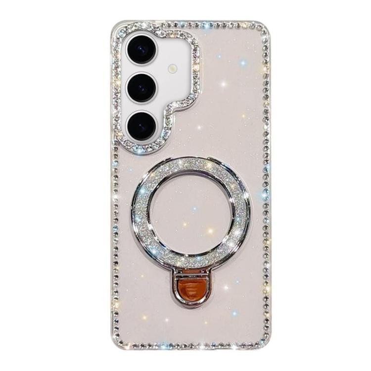 

For Samsung Galaxy S24+ 5G Rhinestone Glitter Kickstand Dual-side IMD Phone Case(Glitter Transparent)