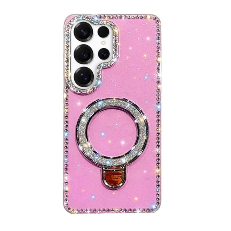 

For Samsung Galaxy S24 Ultra 5G Rhinestone Glitter Kickstand Dual-side IMD Phone Case(Glitter Light Purple)