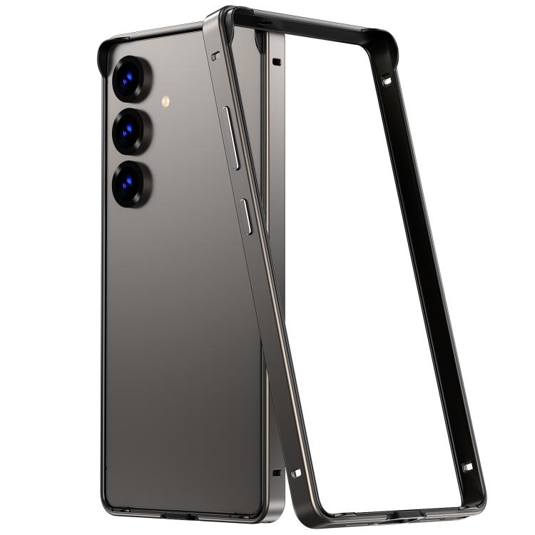 

For Samsung Galaxy S25+ 5G Metal Hybrid Silicone Four-Corner Shockproof Cooling Phone Frame Case(Titanium Gray)