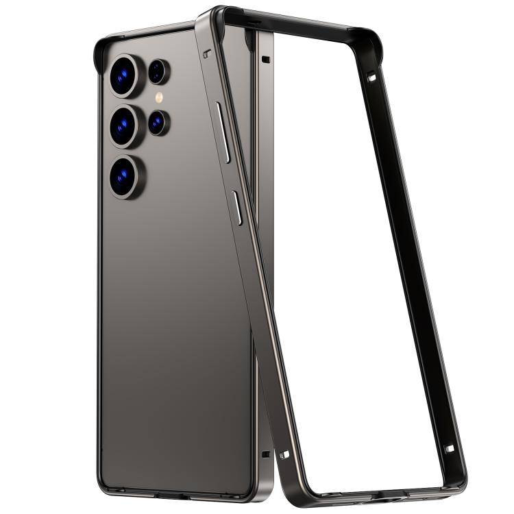 

For Samsung Galaxy S24 Ultra 5G Metal Hybrid Silicone Four-Corner Shockproof Cooling Phone Frame Case(Titanium Gray)
