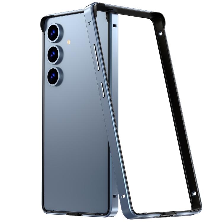 

For Samsung Galaxy S24+ 5G Metal Hybrid Silicone Four-Corner Shockproof Cooling Phone Frame Case(Light Blue)