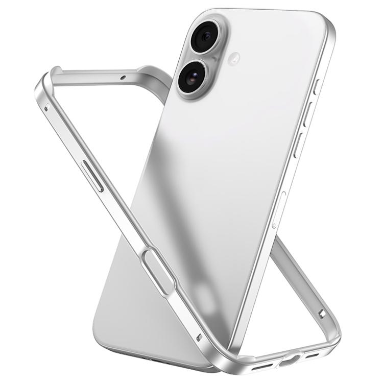 

For iPhone 17 Metal Hybrid Silicone Four-Corner Shockproof Cooling Phone Frame Case(Black vinyl + Silver)