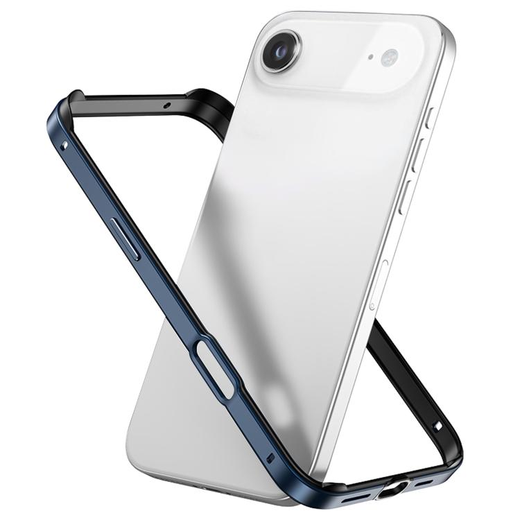 

For iPhone Air Metal Hybrid Silicone Four-Corner Shockproof Cooling Phone Frame Case(Black vinyl + Orange)