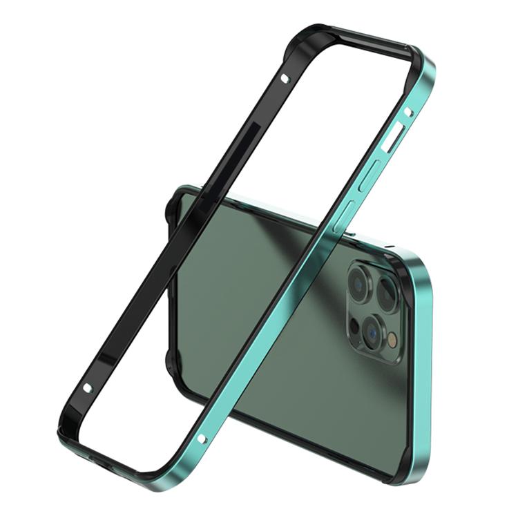 

For iPhone 15 Pro Metal Hybrid Silicone Four-Corner Shockproof Cooling Phone Frame Case(Black vinyl + Light Grass Green)
