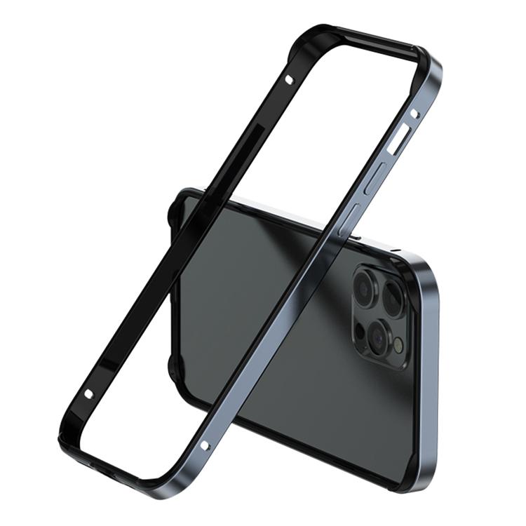 

For iPhone 14 Pro Max Metal Hybrid Silicone Four-Corner Shockproof Cooling Phone Frame Case(Black vinyl + Blue)