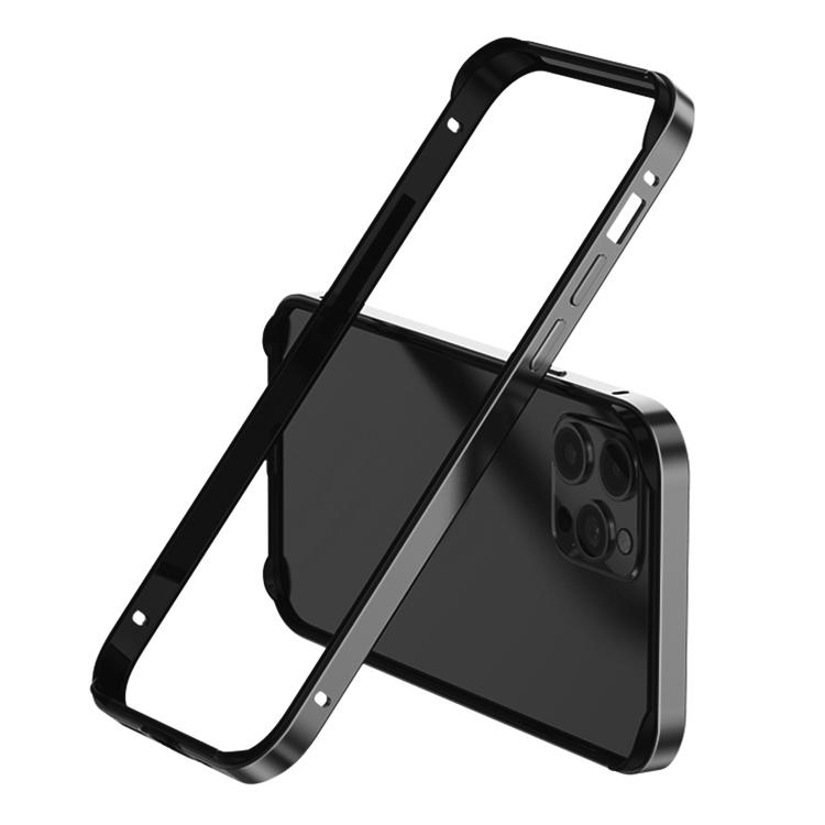 

For iPhone 13 Pro Max Metal Hybrid Silicone Four-Corner Shockproof Cooling Phone Frame Case(Black vinyl + Black)