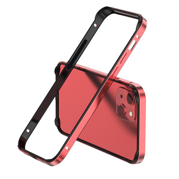 

For iPhone 13 Metal Hybrid Silicone Four-Corner Shockproof Cooling Phone Frame Case(Black vinyl + Red)