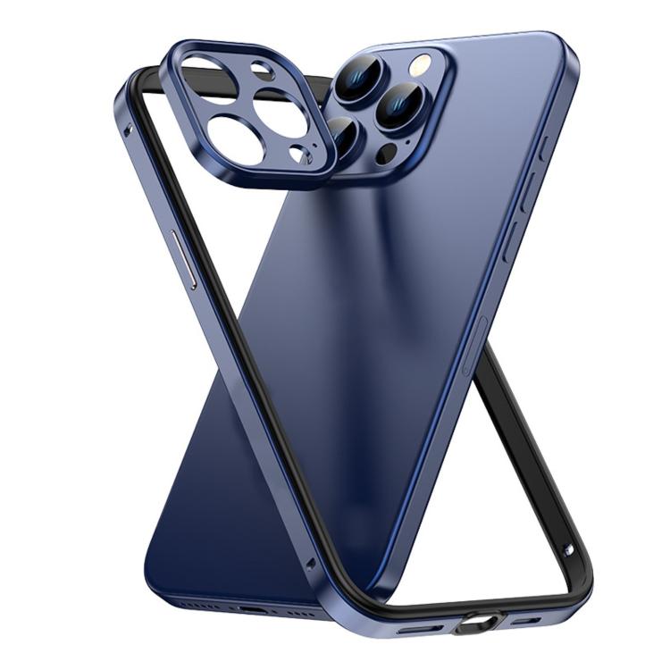 

For iPhone 14 Pro Aluminum Alloy Hybrid Silicone Edge Thin Cooling Phone Frame Case with Metal Lens Frame(Blue)