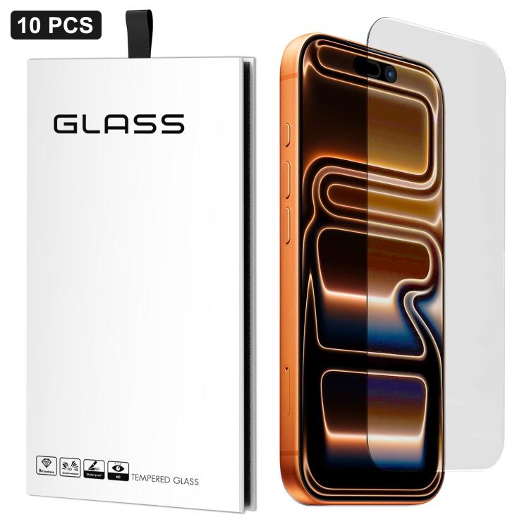 

For iPhone 17 Pro Max 10pcs 3D Large Arc Half-Screen No White Border High-Aluminum Thick Adhesive HD Tempered Glass Film
