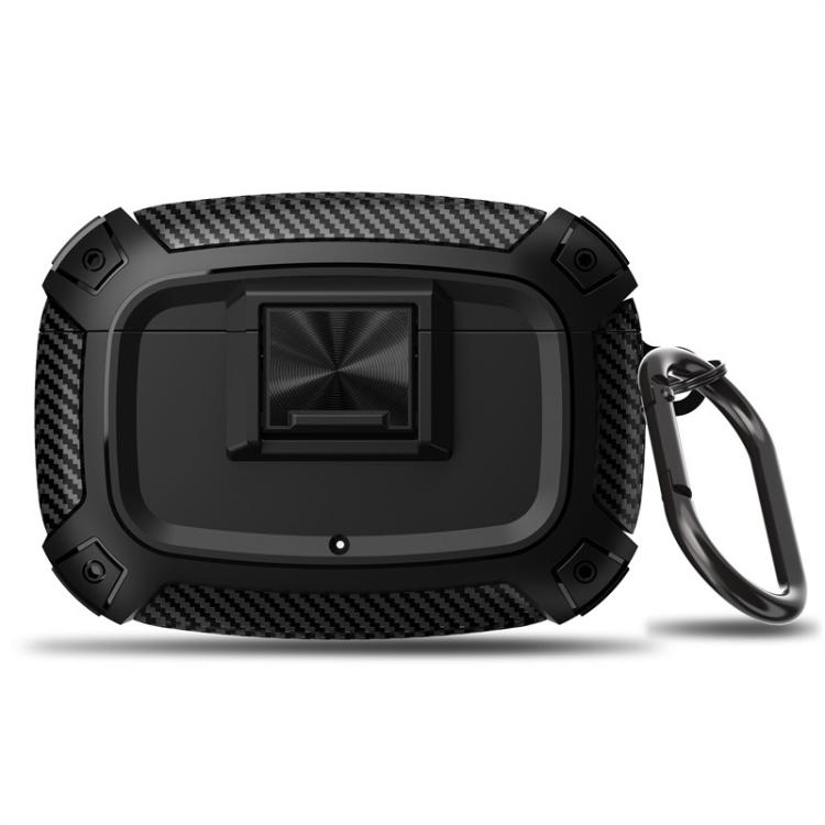 

For Beats Studio Buds / Buds+ Carbon Fibre Snap Lock TPU Earphone Cover with Metal Buckle(Black)