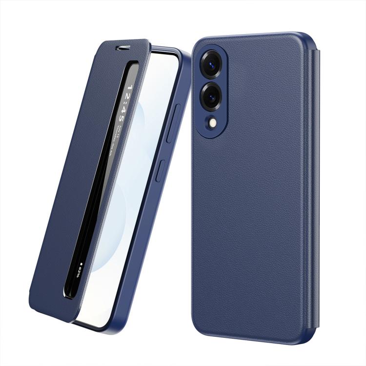 

For Samsung Galaxy S25 Edge 5G Smart View Window Leather Phone Case(Blue)