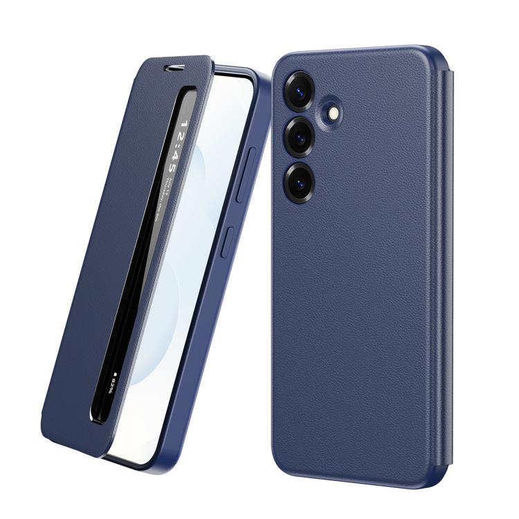 

For Samsung Galaxy S24 5G Smart View Window Leather Phone Case(Blue)