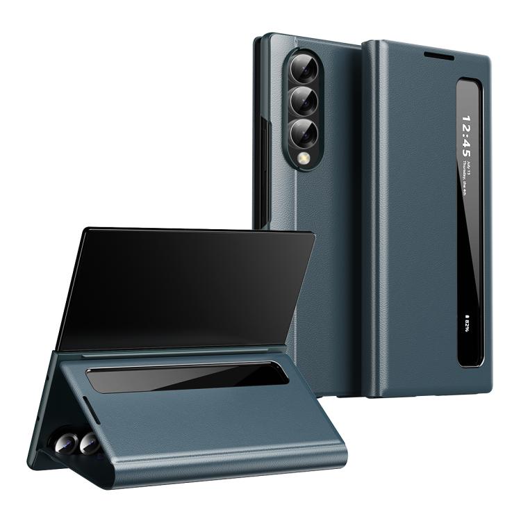 

For Samsung Galaxy Z Fold3 Smart View Window Leather Phone Case(Green)