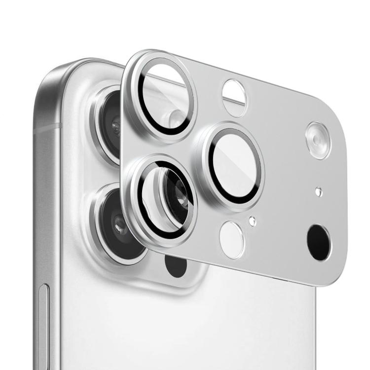

For iPhone 16 Pro Max Kalebol Instant 17 Pro Max Full Coverage Metal Lens Film Protector(Silver)