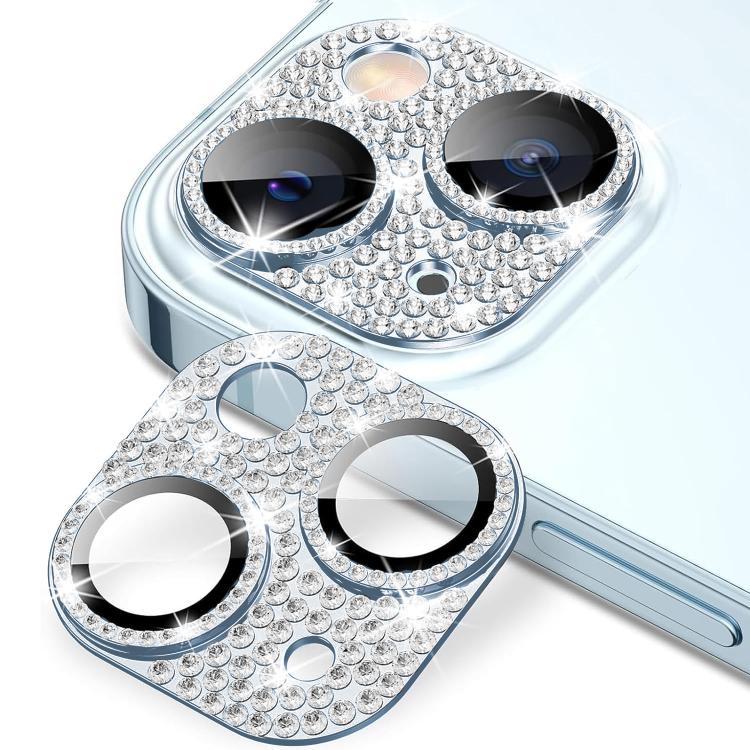 For iPhone 14 Kalebol All-in-One Frosted Metal Armor Diamond-Shine Camera Lens Film(Distant Peak Blue)