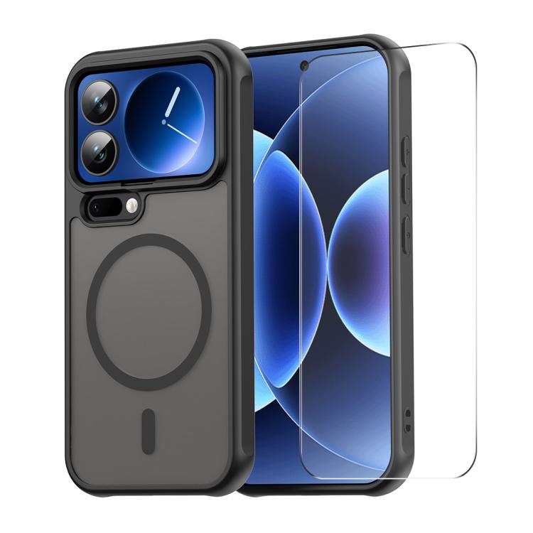 

For Xiaomi 17 Pro Max ENKAY Hat-Prince MagSafe Matte Translucent Shockproof Phone Case with 0.18mm High Aluminum-silicon Glass Film(Black)