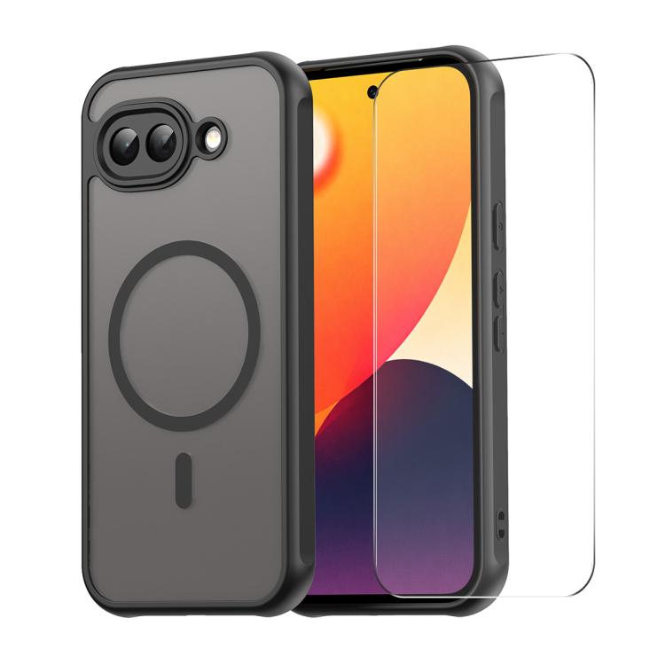 

For Google Pixel 10a ENKAY Hat-Prince MagSafe Matte Translucent Shockproof Phone Case with Large Arc Edge Film(Black)