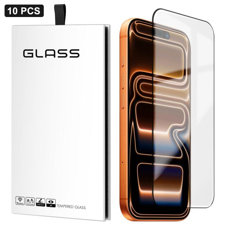 For iPhone 17 Pro Max 10pcs 0.18mm Ultra-Thin Ultrasonic HD Screen-Printed High-Aluminium Thick-Gel Tempered Glass Film