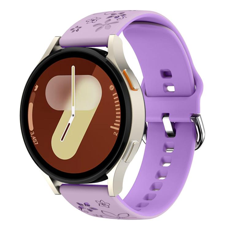 

20mm Dual Color Engraved Silicone Watch Band(Lavender Purple)