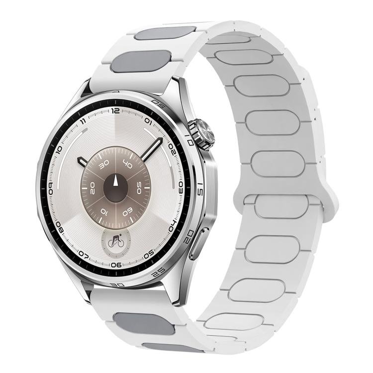

18mm Oval Magnetic Silicone Watch Band(White Grey)