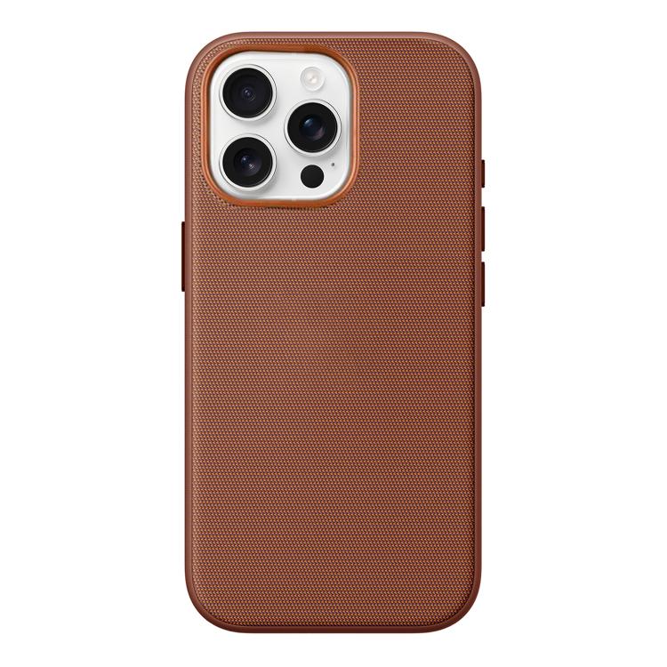 

For iPhone 15 Pro Official Tech Fabric Texture Side-Stick TPU Magnetic Phone Case, No AI Camera Button(Brown)