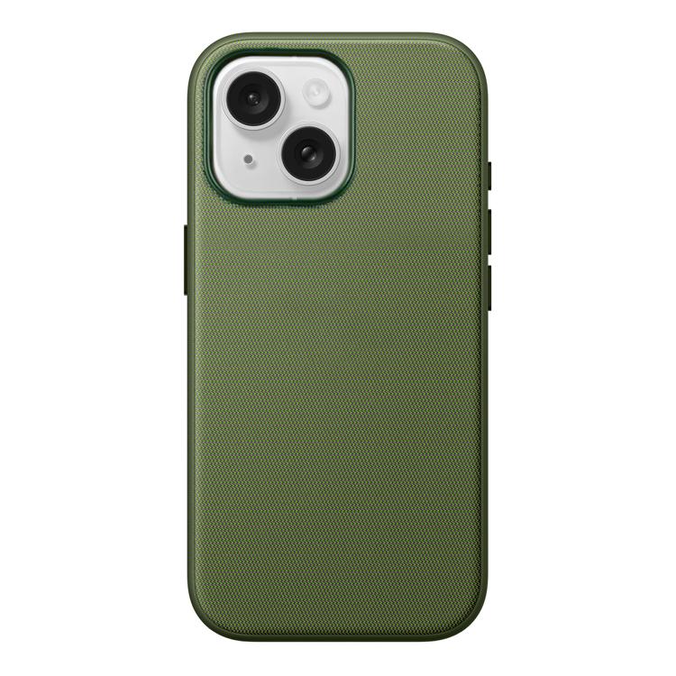 

For iPhone 15 Official Tech Fabric Texture Side-Stick TPU Magnetic Phone Case, No AI Camera Button(Green)
