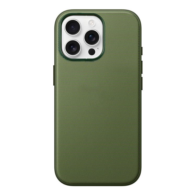 For iPhone 14 Pro Official Tech Fabric Texture Side-Stick TPU Magnetic Phone Case, No AI Camera Button(Green)