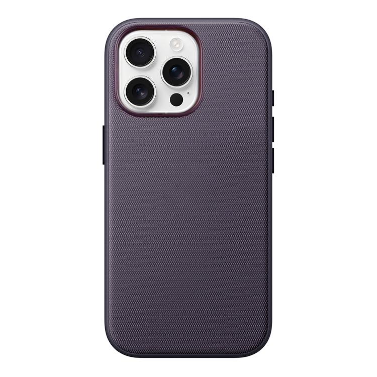 For iPhone 14 Pro Max Official Tech Fabric Texture Side-Stick TPU Magnetic Phone Case, No AI Camera Button(Purple)