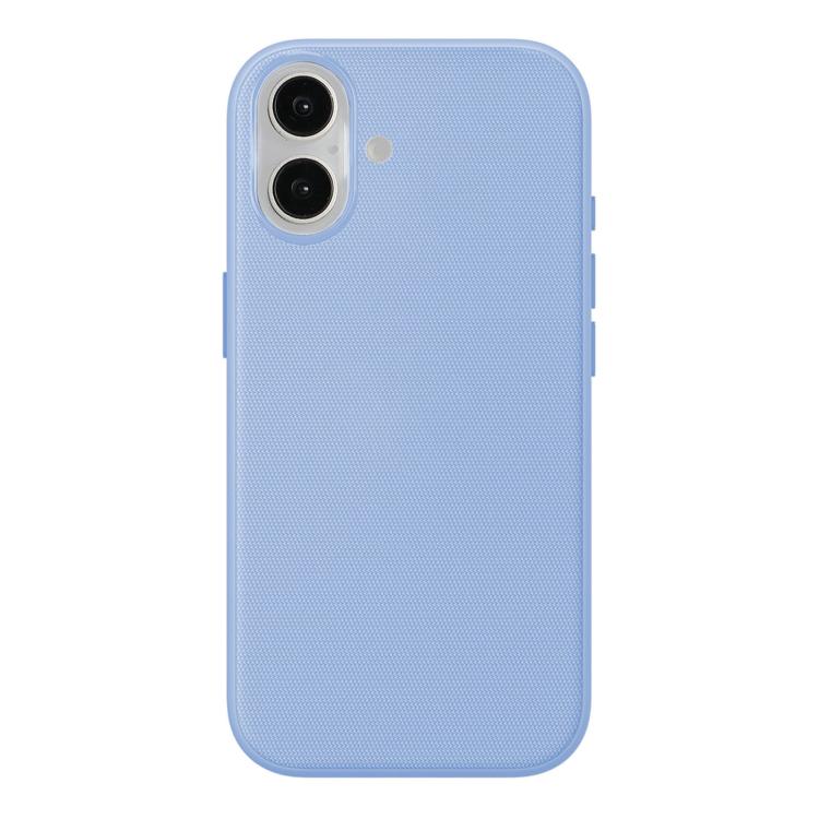 For iPhone 16 Official Tech Fabric Texture Side-Adhesive TPU Magnetic Phone Case with Camera Button(Light Blue)