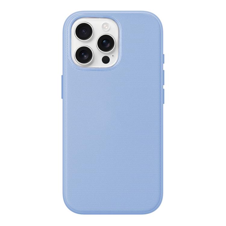 For iPhone 15 Pro Max Official Tech Fabric Texture Side-Adhesive TPU Magnetic Phone Case with Camera Button(Light Blue)