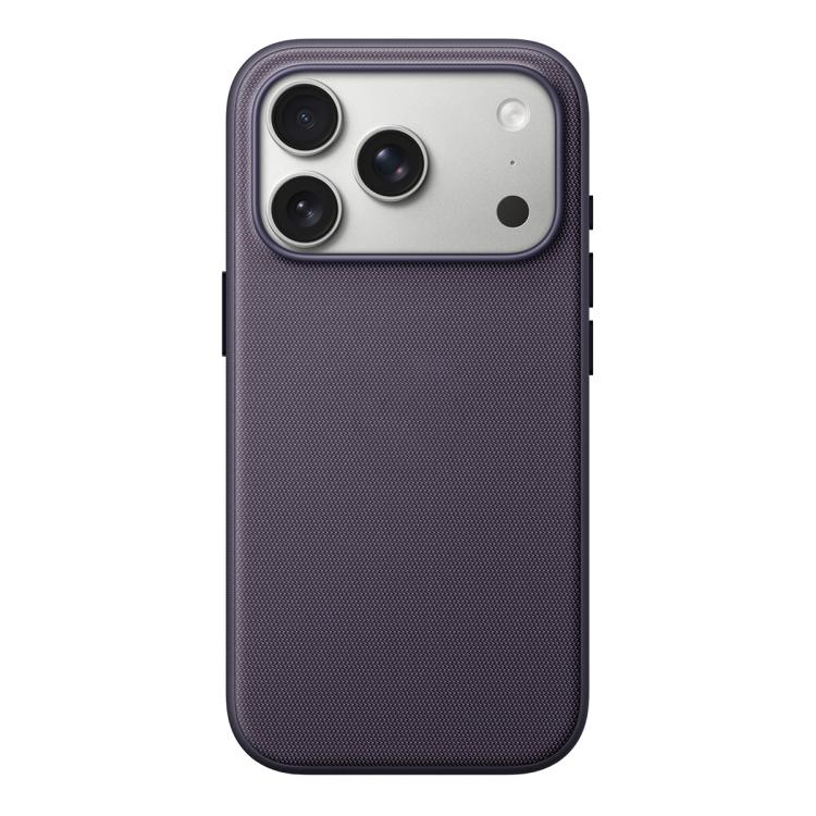 For iPhone 17 Pro Max Official Tech Fabric Texture Side-Adhesive TPU Magnetic Phone Case with Camera Button(Purple)
