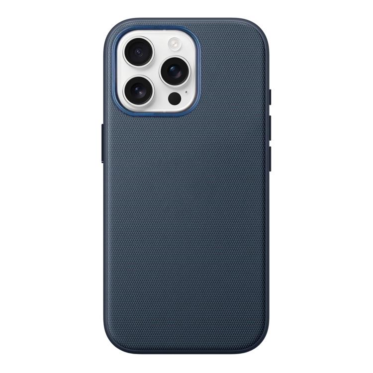 

For iPhone 16 Pro Max Official Tech Fabric Texture Side-Stick TPU Magnetic Phone Case, No AI Camera Button(Blue)