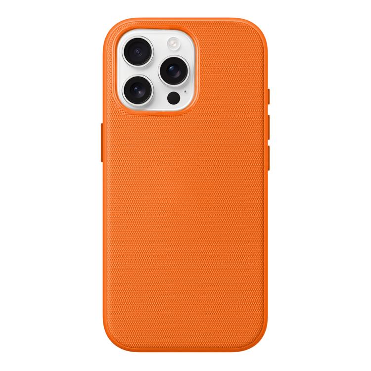 For iPhone 13 Pro Official Tech Fabric Texture Side-Adhesive TPU Magnetic Phone Case with Camera Button(Orange)