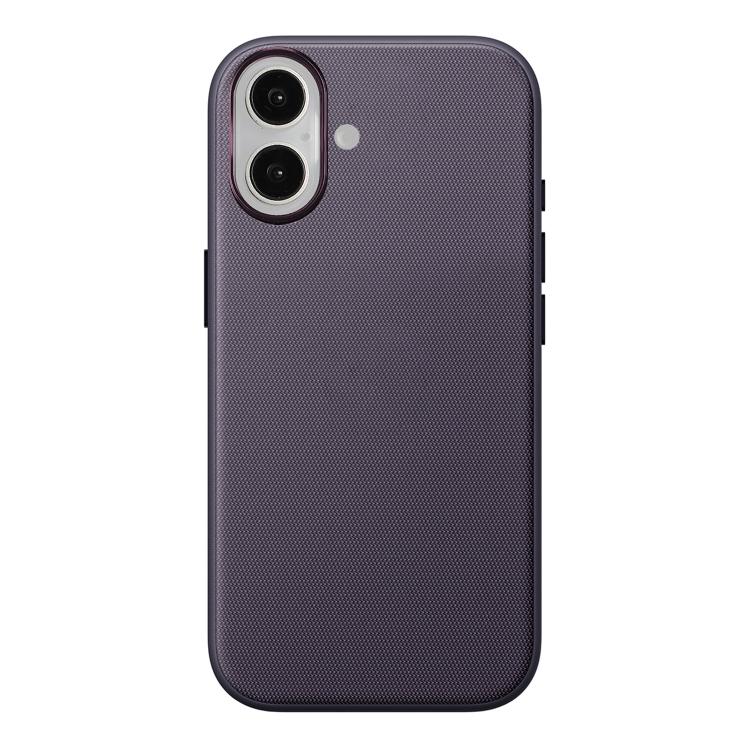 For iPhone 16 Official Tech Fabric Texture Side-Stick TPU Magnetic Phone Case, No AI Camera Button(Purple)