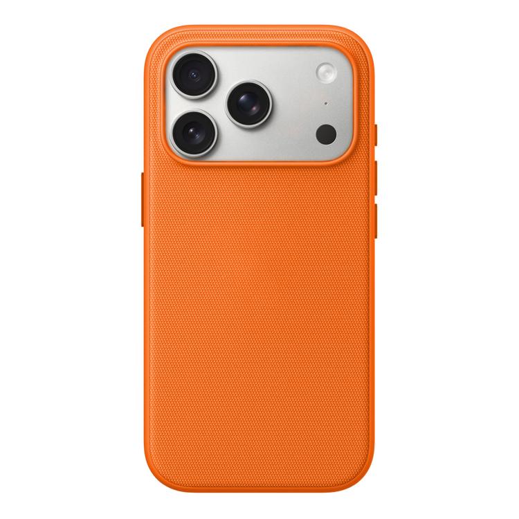 For iPhone 18 Pro Max Official Tech Fabric Texture Side-Adhesive TPU Magnetic Phone Case with Camera Button(Orange)
