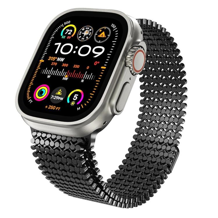 

For Apple Watch 46mm / 49mm / 45mm / 44mm Molecular Arrangement Magnetic Stainless Steel Watch Band(Black)
