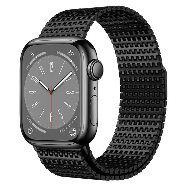 

For Apple Watch 46mm / 49mm / 45mm / 44mm Pin-Chain Milanese Magnetic Watch Band(Black)