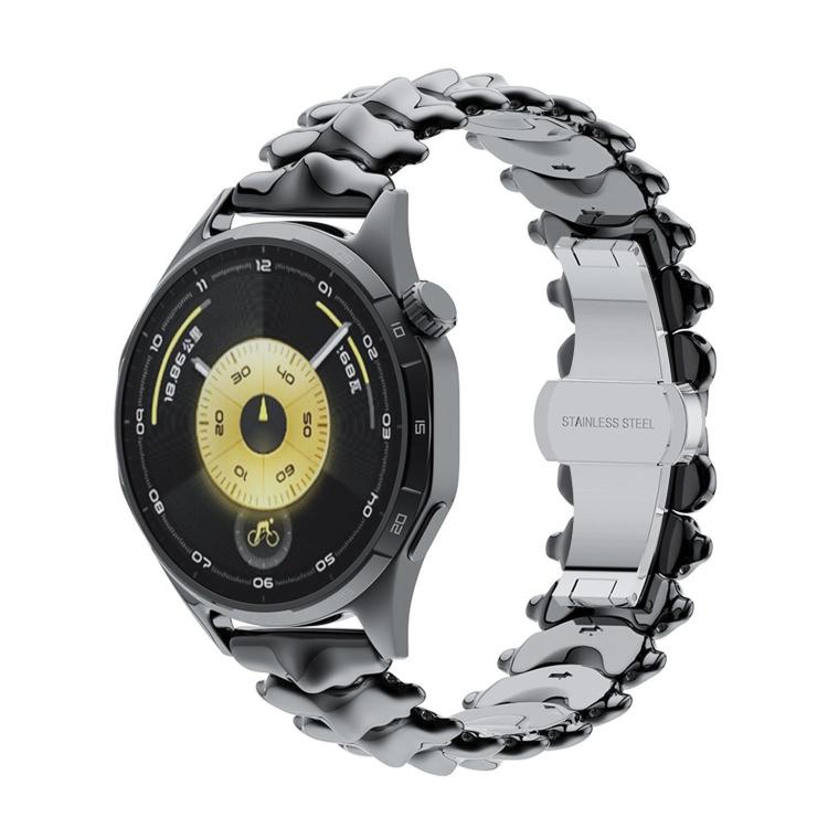 

22mm Dragon Spine Butterfly Clasp Zinc Alloy Watch Band(Black)