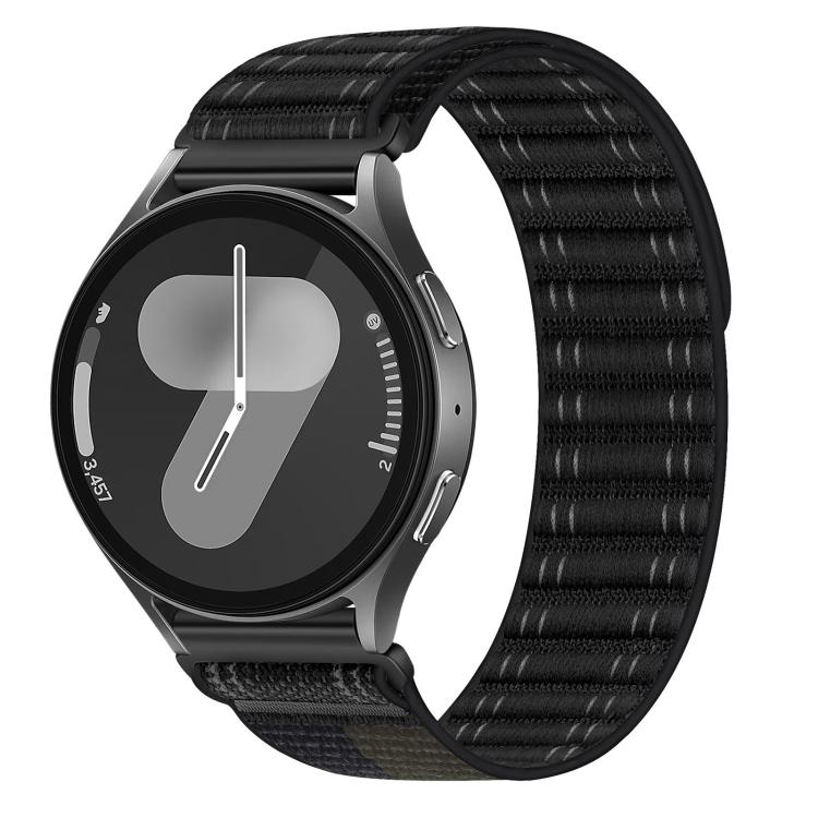 

20mm Press Button Wave Texture Nylon Hook And Loop Fastener Watch Band(Black)