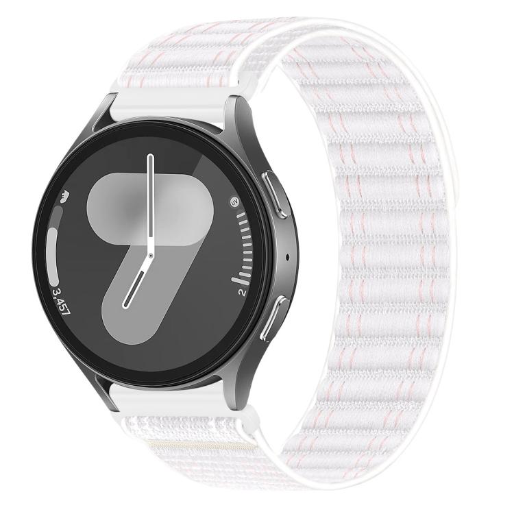 

22mm Press Button Wave Texture Nylon Hook And Loop Fastener Watch Band(Pinkish White)