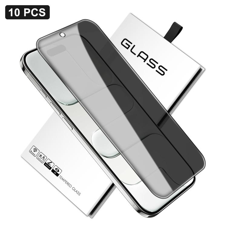 For iPhone Air 10pcs 360-Degree Privacy Silk-Screen Print Large Curved Edge High-Aluminium Tempered Glass Film