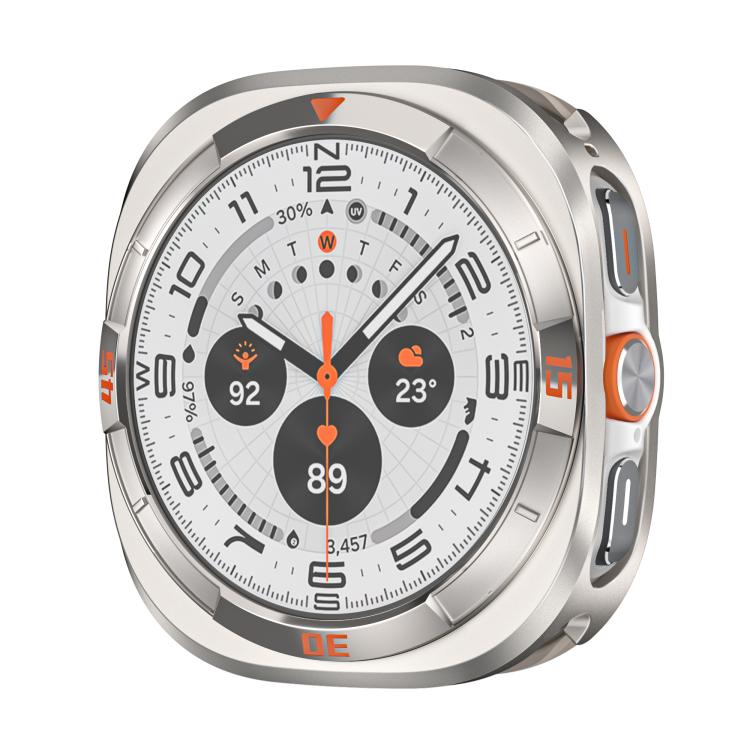 

For Samsung Galaxy Watch Ultra 47mm Time Pattern Metal Aluminium Alloy PC Watch Protective Cover(Titanium Orange Oil)