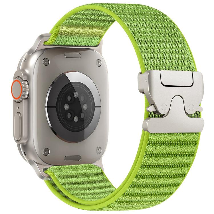 

For Apple Watch 46mm / 49mm / 45mm / 44mm Parachute Buckle Mountain Pattern Woven Nylon Metal Tip Watch Band(Wilderness Green)