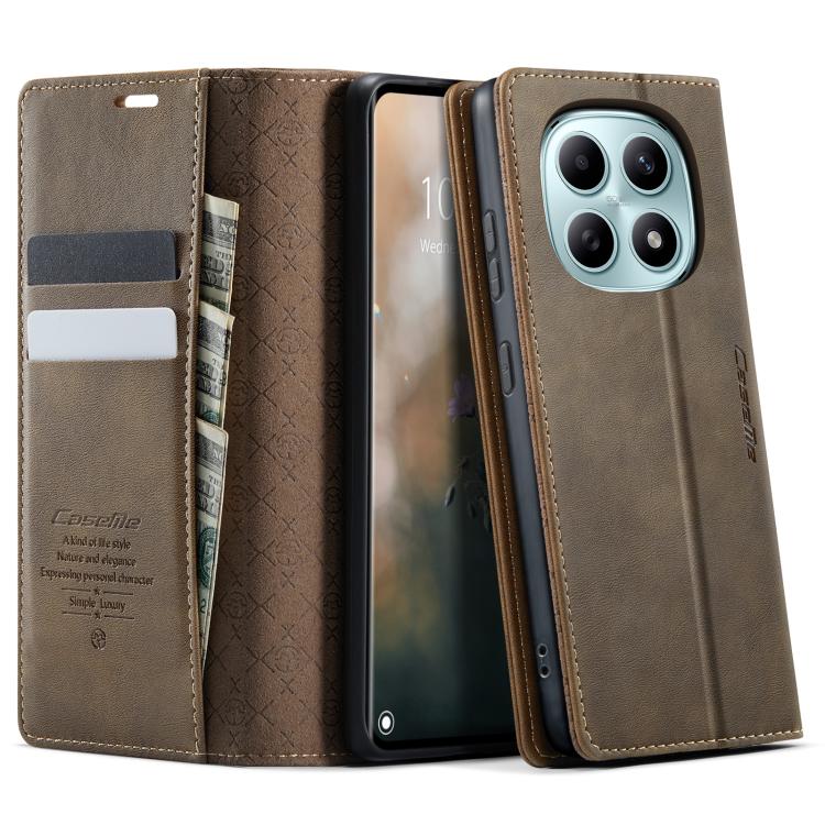 

For Redmi Note 15 4G / 5G Global 164mm CaseMe 033 Calf Leather Lining Microfibre RFID Blocking Phone Case(Coffee)