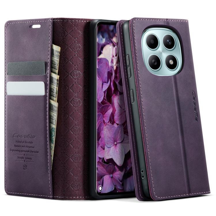 

For Redmi Note 15 4G / 5G Global 164mm CaseMe 033 Calf Leather Lining Microfibre RFID Blocking Phone Case(Purple)
