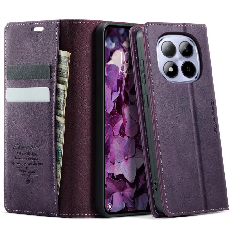 

For Redmi Note 15 Pro 4G Global 163.2mm CaseMe 033 Calf Leather Lining Microfibre RFID Blocking Phone Case(Purple)