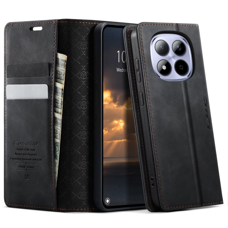 

For Redmi Note 15 Pro 5G Global 163.6mm CaseMe 033 Calf Leather Lining Microfibre RFID Blocking Phone Case(Black)