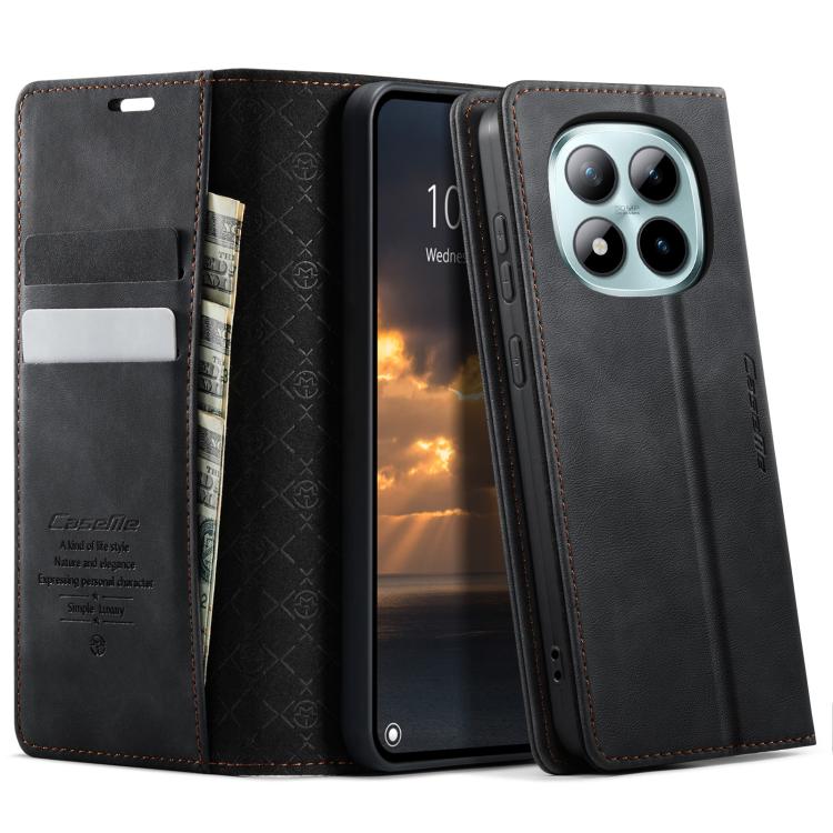 

For Redmi Note 15 Pro+ 5G Global 163.3mm CaseMe 033 Calf Leather Lining Microfibre RFID Blocking Phone Case(Black)