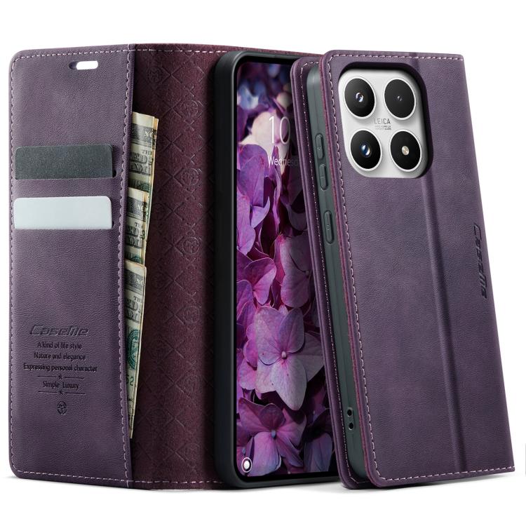 

For Xiaomi 17 CaseMe 033 Calf Leather Lining Microfibre RFID Blocking Phone Case(Purple)
